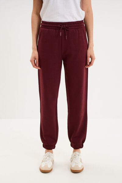 Pantalon de jogging molletonn&eacute; violet fonc&eacute; femme