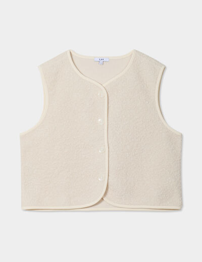 Gilet effet bouclette sans manches blanc femme