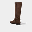 Botte haute plate en su&eacute;dine &agrave; boucle taupe femme