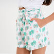 Short droit avec noeud gaze de coton ecru fille