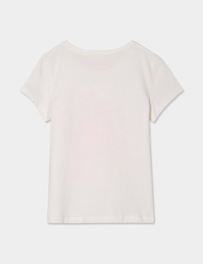 T-shirt col rond manches courtes coton ivoire fille