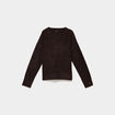 Pull droit &agrave; sequins et col en V marron fonc&eacute; femme