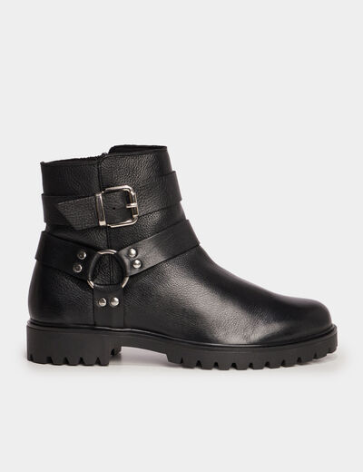 Bottines en cuir zippée Liberto noir femme