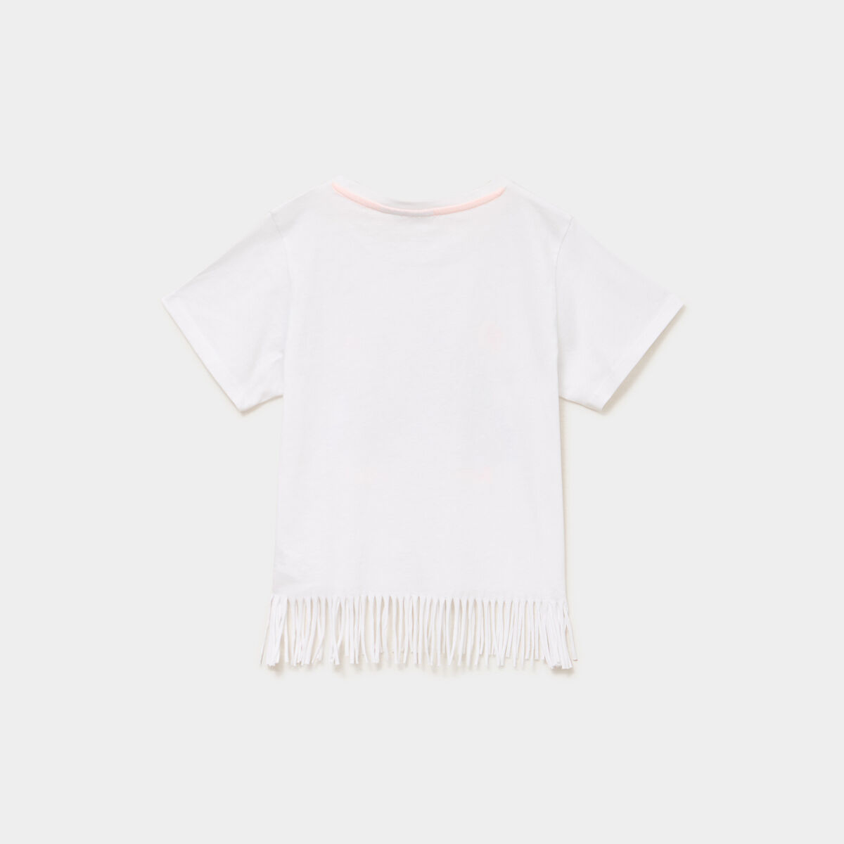 T-shirt &agrave; franges coton Vaiana blanc fille