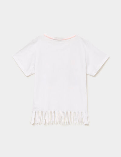 T-shirt &agrave; franges coton Vaiana blanc fille