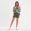 Short en jean slim vert kaki femme