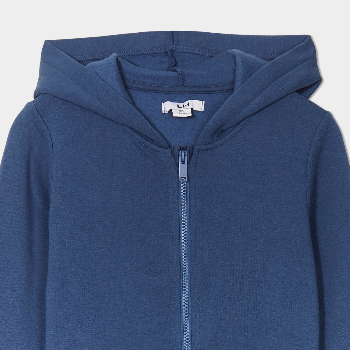 Sweat zippé à capuche et poches bleu foncé garçon