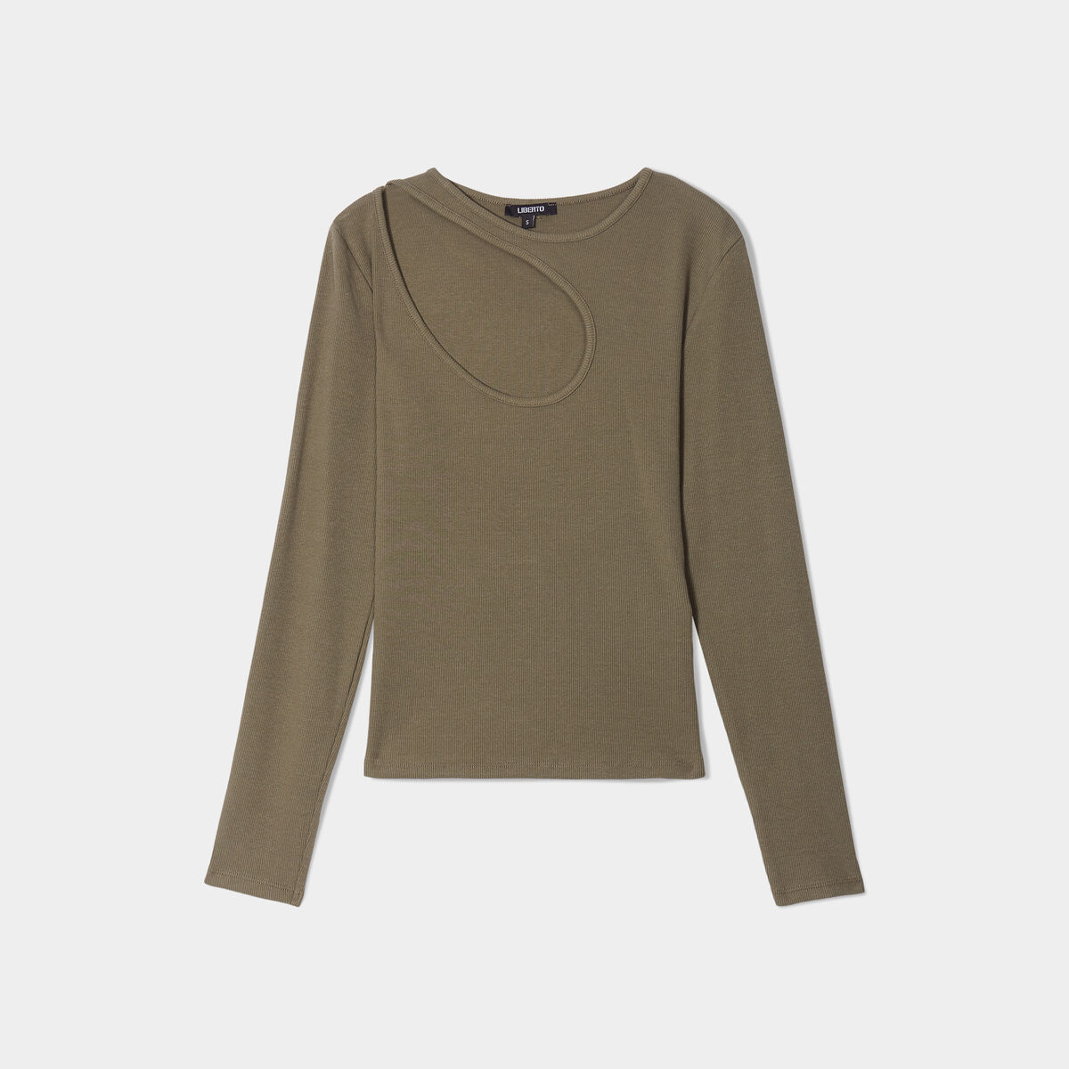 T-shirt côtelé avec ouverture Liberto vert kaki femme