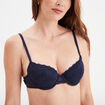 Soutien-gorge corbeille paddé dentelle bleu marine femme
