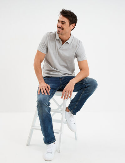 Polo en coton manches courtes gris homme