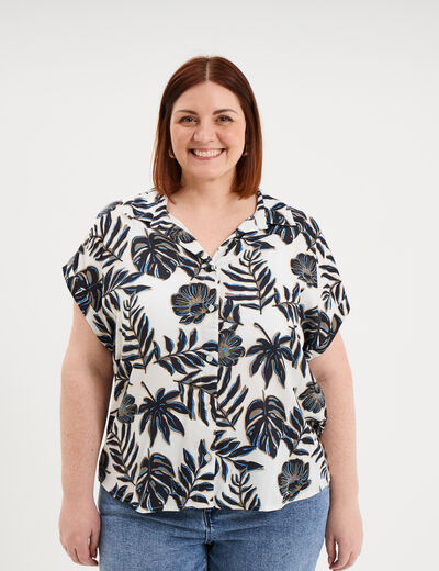 Chemise manches courtes ecru femme grande taille