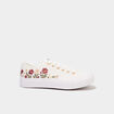 Tennis basses en toile brod&eacute;es blanc femme