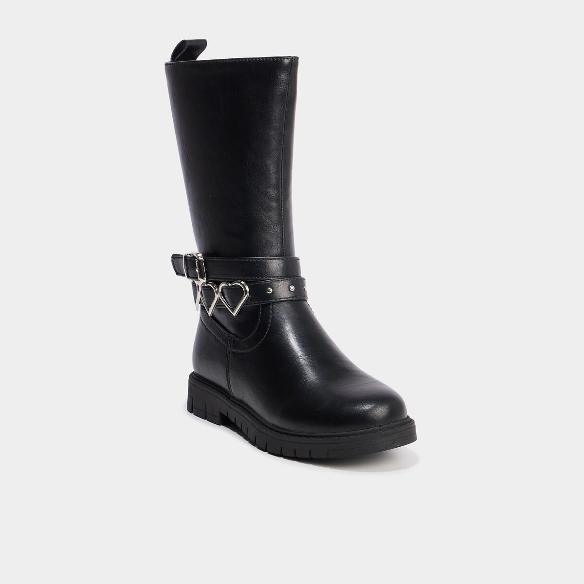 Bottes avec boucles coeurs noir fille
