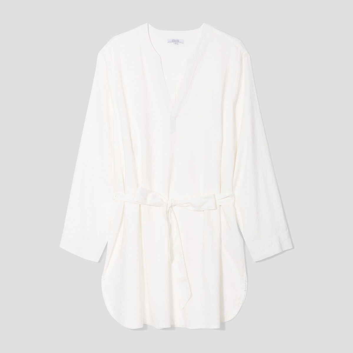 Blouse droite ceinturée lin majoritaire blanc femme grande taille