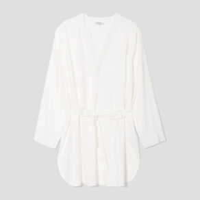 Blouse droite ceinturée lin majoritaire blanc femme grande taille