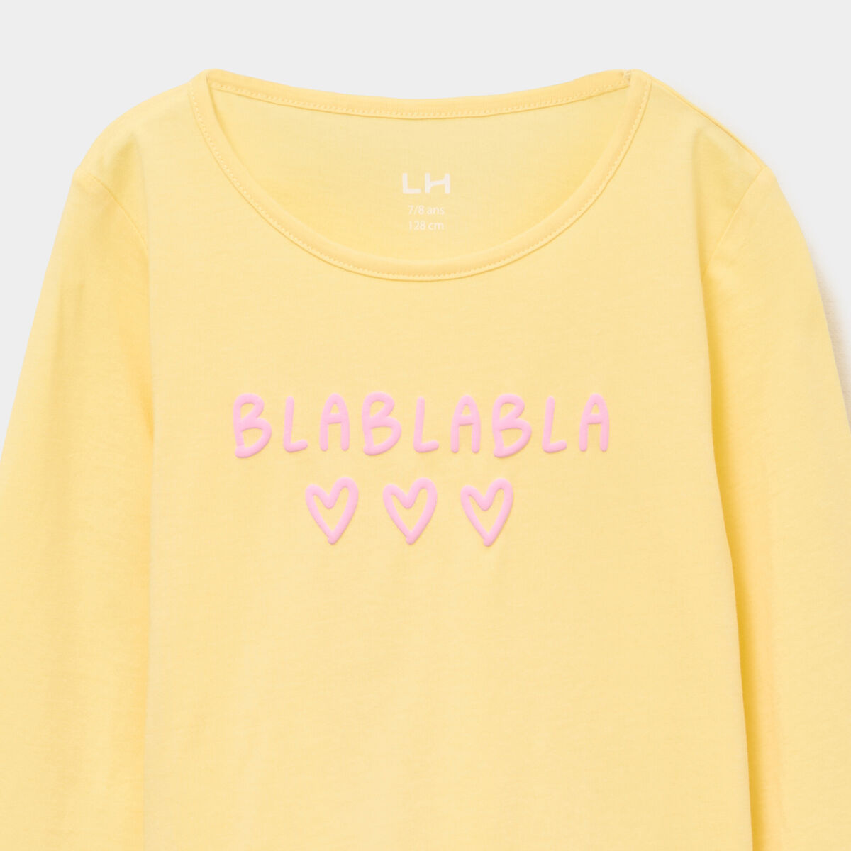 Ensemble pyjama t-shirt pantalon coton jaune pastel fille