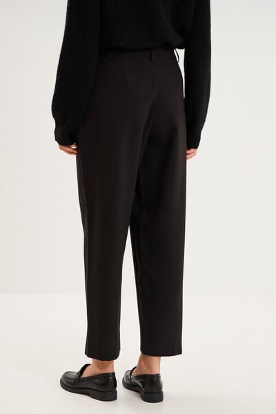 Pantalon barrel taille haute 7/8&egrave;me noir femme