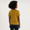 T-shirt col rond manches courtes coton vert olive femme