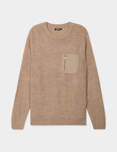 Pull 1 poche buste zippée Liberto taupe homme