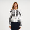 Gilet effet ajour&eacute; manches longues coton ecru femme