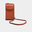 Sac pochette à bandoulière marron cognac femme