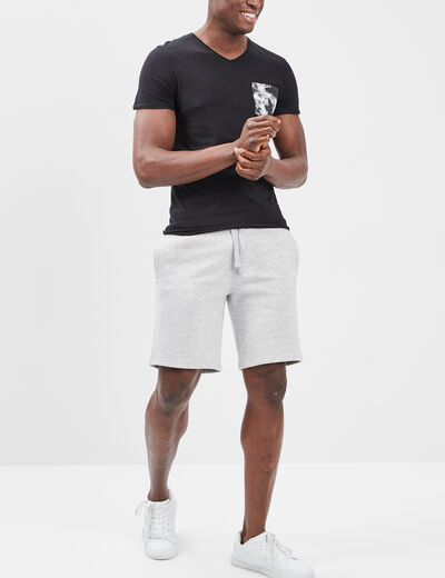 Short jogging molleton droit gris clair homme