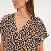 Robe courte fluide manches courtes beige clair femme
