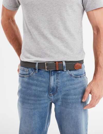 Ceinture tressée gris homme