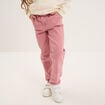 Pantalon paperbag mom taille élastiquée vieux rose fille