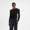 Pull col polo manches longues noir femme