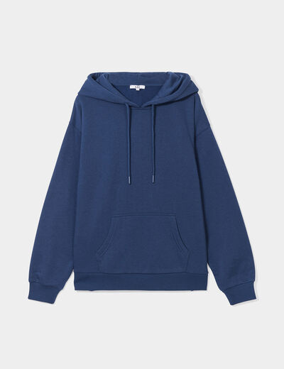 Sweat hoodie molleton à capuche bleu marine femme
