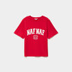T-shirt col rond manches courtes print rouge femme