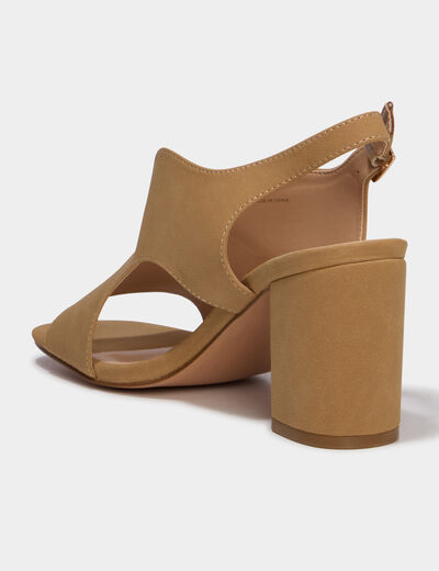 Sandales su&eacute;dine &agrave; talons 7 cm sable femme