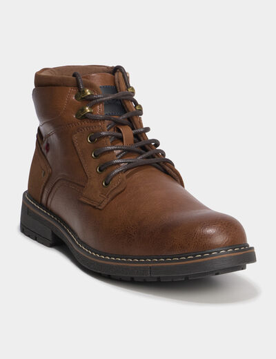 Bottines montantes zipp&eacute;es crant&eacute;es marron homme