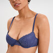 Soutien-gorge corbeille padd&eacute; dentelle bleu gris femme