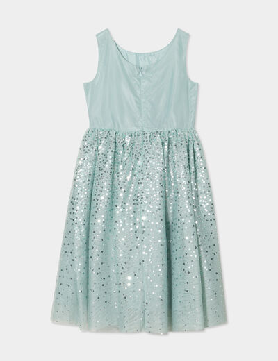 Robe sans manches à sequins effet tulle vert pastel fille