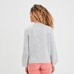 Pull avec perles et manches ballons gris clair femme