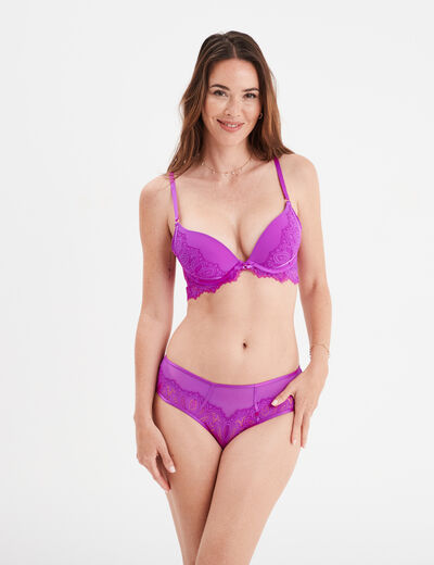 Soutien-gorge push-up paddé dentelle violet femme
