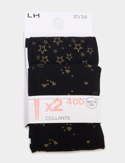 Lot 2 collants 40D noir fille