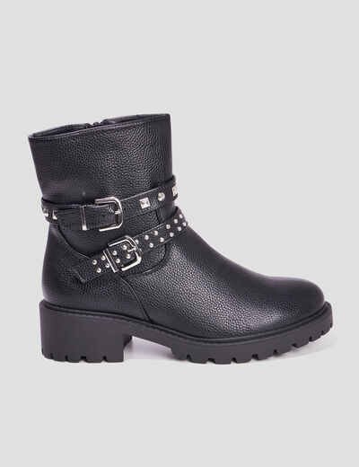 Bottines boucles et clous à talons noir femme