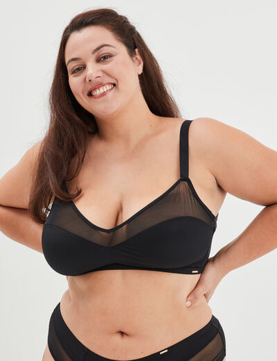 Soutien-gorge triangle microfibre Izold noir femme grande taille
