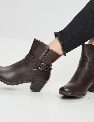 Bottines fourrées marron femme