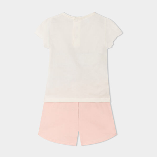 ensemble t shirt et short coton stitch ivoire bebef Ensemble t-shirt et short coton Stitch ivoire bébé fille