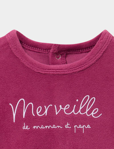 Dors-bien effet velours manches longues prune b&eacute;b&eacute;