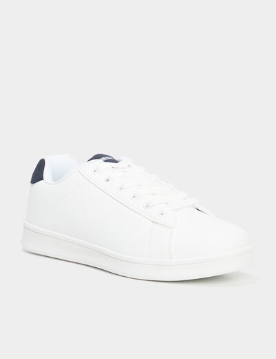 Tennis basses à lacets bout rond bleu marine femme