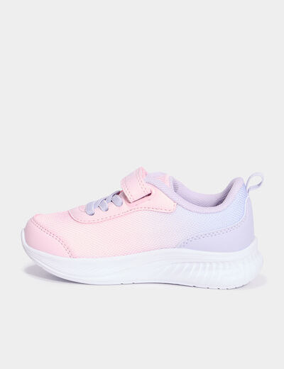 Baskets running à scratchs rose fille