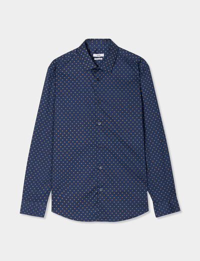 Chemise ajustée col français bleu foncé homme