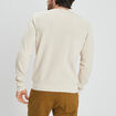 Pull en maille textur&eacute;e col rond creme homme