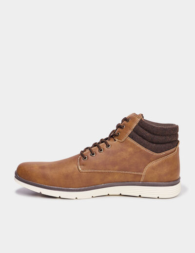 Bottines montantes &agrave; lacets marron homme