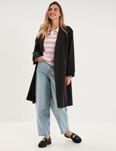 Polo manches longues coton rose pastel femme